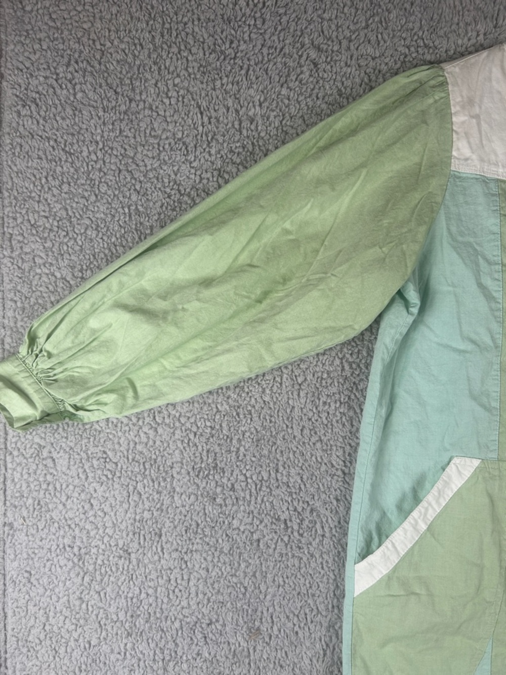 Pomander Place Puff Long Sleeve Button Front Shift Mint Green White Dress Size M - Picture 6 of 16